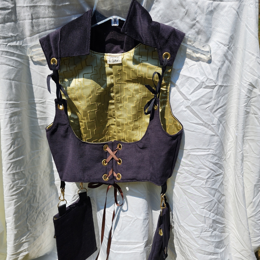 Black and Gold Lace-Up Vest